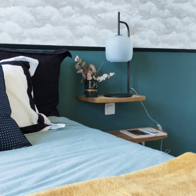 Décoration chambre verte - Projet un appartement au cachet oublié - Le décor de Jules - Conseil en aménagement & décoration intérieure - Décoratrice et architecte d'intérieur Lille La madeleine Saint-andré-lez-lille Lambersart Bondues Marcq en baroeul - Réalisations - Décoration chambre verte et matières naturelles